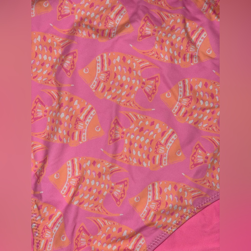 Vineyard Vines Pink & Coral High-Rise Bikini Set with Fish Print - Picture 2 of 7